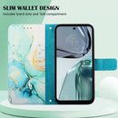 For Motorola Moto G62 5G PT003 Marble Pattern Flip Leather Phone Case(Green)