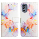 For Motorola Moto G62 5G PT003 Marble Pattern Flip Leather Phone Case(Marble White)