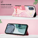 For Motorola Moto G62 5G PT003 Marble Pattern Flip Leather Phone Case(Rose Gold)