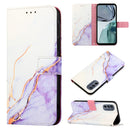 For Motorola Moto G62 5G PT003 Marble Pattern Flip Leather Phone Case(White Purple)