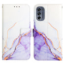 For Motorola Moto G62 5G PT003 Marble Pattern Flip Leather Phone Case(White Purple)