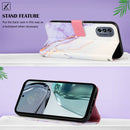 For Motorola Moto G62 5G PT003 Marble Pattern Flip Leather Phone Case(White Purple)