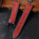 For Samsung Galaxy Watch4 / 5 / 5 Pro Silicone Pasted Leather Watch Band(Black+Red1)