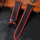 For Samsung Galaxy Watch4 / 5 / 5 Pro Silicone Pasted Leather Watch Band(Red+Black)