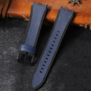 For Samsung Galaxy Watch4 / 5 / 5 Pro Silicone Pasted Leather Watch Band(Black+Blue)