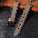 For Samsung Galaxy Watch4 / 5 / 5 Pro Silicone Pasted Leather Watch Band(Blue+Brown)