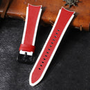 For Samsung Galaxy Watch4 / 5 / 5 Pro Silicone Pasted Leather Watch Band(White+Red)