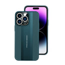 For iPhone 14 Pro Oil-sprayed Genuine Leather Phone Case(Dark Green)