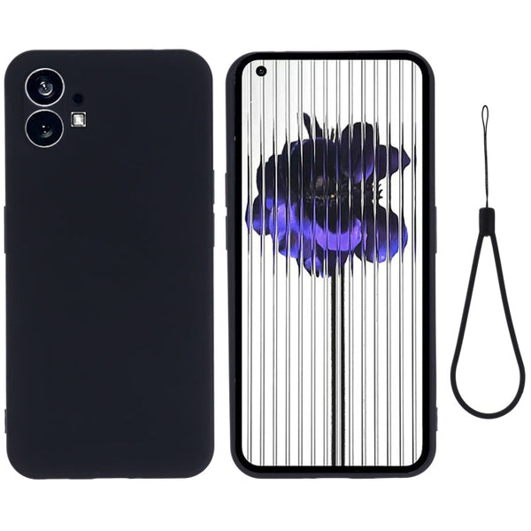 For Nothing Phone 1 Pure Color Liquid Silicone Shockproof Phone Case(Black)