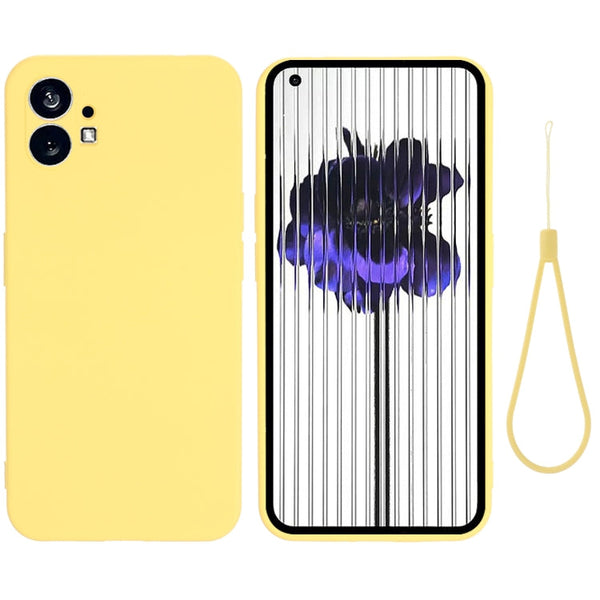 For Nothing Phone 1 Pure Color Liquid Silicone Shockproof Phone Case(Yellow)