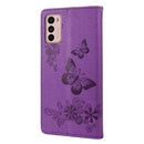 For Motorola Moto G42 Butterfly Embossed Horizontal Flip Leather Phone Case(Purple)