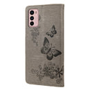 For Motorola Moto G42 Butterfly Embossed Horizontal Flip Leather Phone Case(Grey)