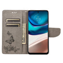 For Motorola Moto G42 Butterfly Embossed Horizontal Flip Leather Phone Case(Grey)