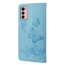 For Motorola Moto G42 Butterfly Embossed Horizontal Flip Leather Phone Case(Blue)