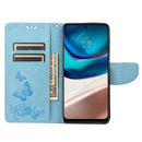 For Motorola Moto G42 Butterfly Embossed Horizontal Flip Leather Phone Case(Blue)