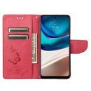 For Motorola Moto G42 Butterfly Embossed Horizontal Flip Leather Phone Case(Red)