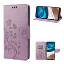 For Motorola Moto G42 Butterfly Flower Pattern Flip Leather Phone Case(Light Purple)
