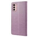 For Motorola Moto G42 Butterfly Flower Pattern Flip Leather Phone Case(Light Purple)