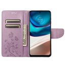 For Motorola Moto G42 Butterfly Flower Pattern Flip Leather Phone Case(Light Purple)