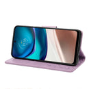 For Motorola Moto G42 Butterfly Flower Pattern Flip Leather Phone Case(Light Purple)