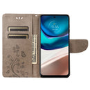 For Motorola Moto G42 Butterfly Flower Pattern Flip Leather Phone Case(Grey)
