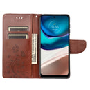 For Motorola Moto G42 Butterfly Flower Pattern Flip Leather Phone Case(Brown)
