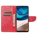 For Motorola Moto G42 Butterfly Flower Pattern Flip Leather Phone Case(Red)