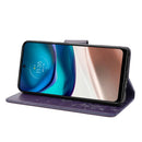 For Motorola Moto G42 Butterfly Flower Pattern Flip Leather Phone Case(Dark Purple)