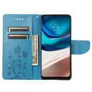 For Motorola Moto G42 Butterfly Flower Pattern Flip Leather Phone Case(Blue)