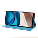 For Motorola Moto G42 Butterfly Flower Pattern Flip Leather Phone Case(Blue)