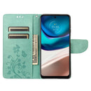 For Motorola Moto G42 Butterfly Flower Pattern Flip Leather Phone Case(Green)