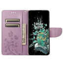 For OnePlus 10T Butterfly Flower Pattern Flip Leather Phone Case(Light Purple)