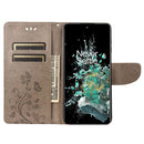 For OnePlus 10T Butterfly Flower Pattern Flip Leather Phone Case(Grey)