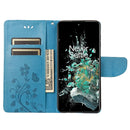 For OnePlus 10T Butterfly Flower Pattern Flip Leather Phone Case(Blue)