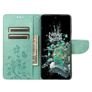 For OnePlus 10T Butterfly Flower Pattern Flip Leather Phone Case(Green)