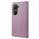 For Asus Zenfone 9 Butterfly Flower Pattern Flip Leather Phone Case(Light Purple)