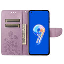 For Asus Zenfone 9 Butterfly Flower Pattern Flip Leather Phone Case(Light Purple)