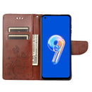 For Asus Zenfone 9 Butterfly Flower Pattern Flip Leather Phone Case(Brown)