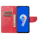 For Asus Zenfone 9 Butterfly Flower Pattern Flip Leather Phone Case(Red)