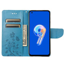 For Asus Zenfone 9 Butterfly Flower Pattern Flip Leather Phone Case(Blue)