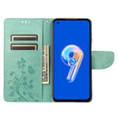 For Asus Zenfone 9 Butterfly Flower Pattern Flip Leather Phone Case(Green)