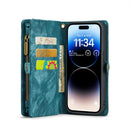 For iPhone 14 Pro CaseMe 008 Detachable Multifunctional Leather Phone Case(Blue)
