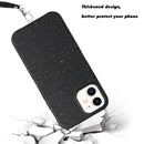 For iPhone 11 Wheat Straw Material Degradable TPU Phone Case with Lanyard(Black)