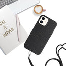 For iPhone 11 Wheat Straw Material Degradable TPU Phone Case with Lanyard(Black)