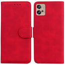 For Motorola Moto G32 Skin Feel Pure Color Flip Leather Phone Case(Red)