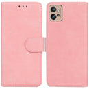 For Motorola Moto G32 Skin Feel Pure Color Flip Leather Phone Case(Pink)