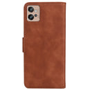 For Motorola Moto G32 Skin Feel Pure Color Flip Leather Phone Case(Brown)