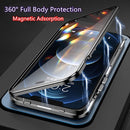 For iPhone 13 Dual-Lock Anti-peeping Glass 360 Full Body Frosted Magnetic Phone Case(Sierra Blue)