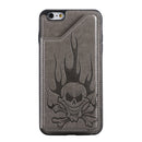 For iPhone 6s / 6 Skull Head Embossing Pattern Shockproof Protective Case with Holder & Card Slots & Wallet(Grey)