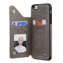 For iPhone 6s / 6 Skull Head Embossing Pattern Shockproof Protective Case with Holder & Card Slots & Wallet(Grey)